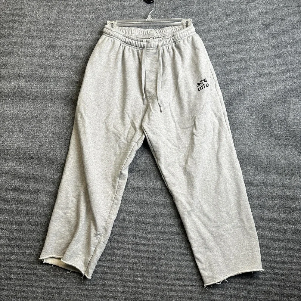 Arte Sweatpants Mens M Gray French Terry Relaxed Fit Elastic Waist Logo Pants